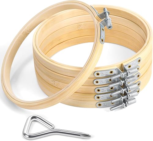 Caydo 6 in. Bamboo Embroidery Hoops, 6-Pack